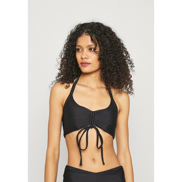 We Are We Wear ECO RITA GATHERED FRONT CROP Góra od bikini black WEJ81J00B