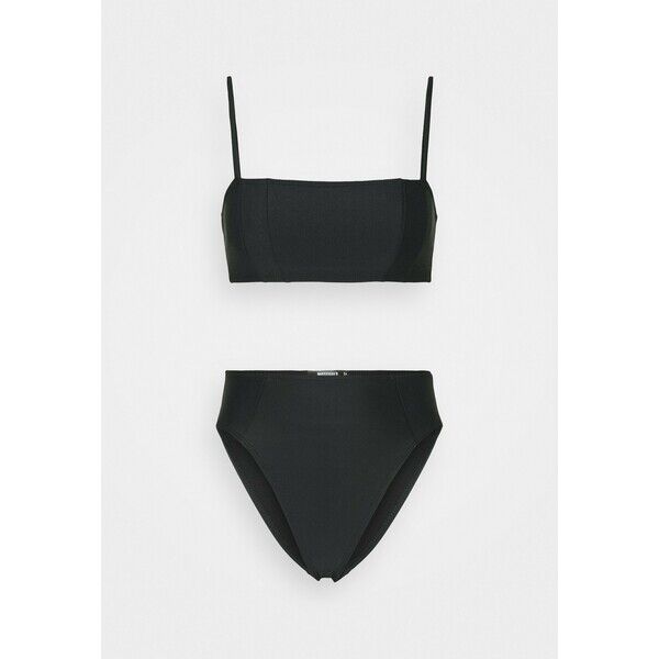 Missguided BANDEAU WITH STRAPS AND HIGH WAIST HIGH LEG BOTTOMS SET Bikini black M0Q81L02P