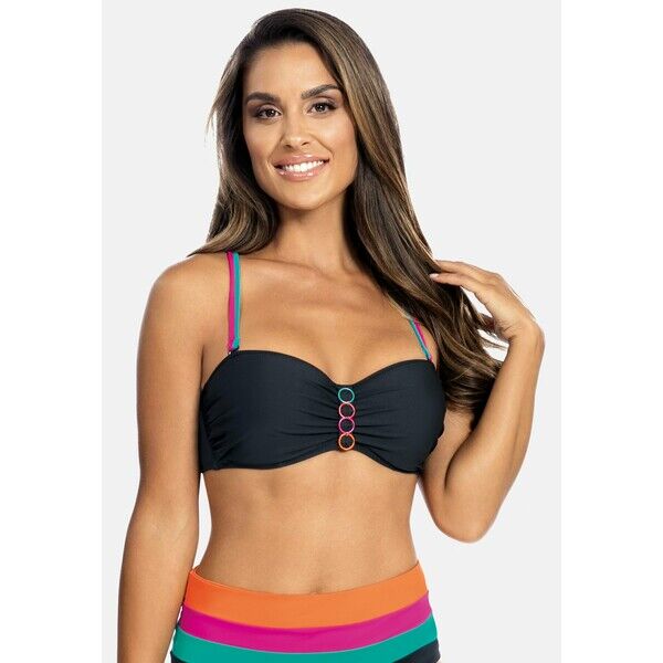 Feba Swimwear Góra od bikini black with mulitcolour details FEP81J001