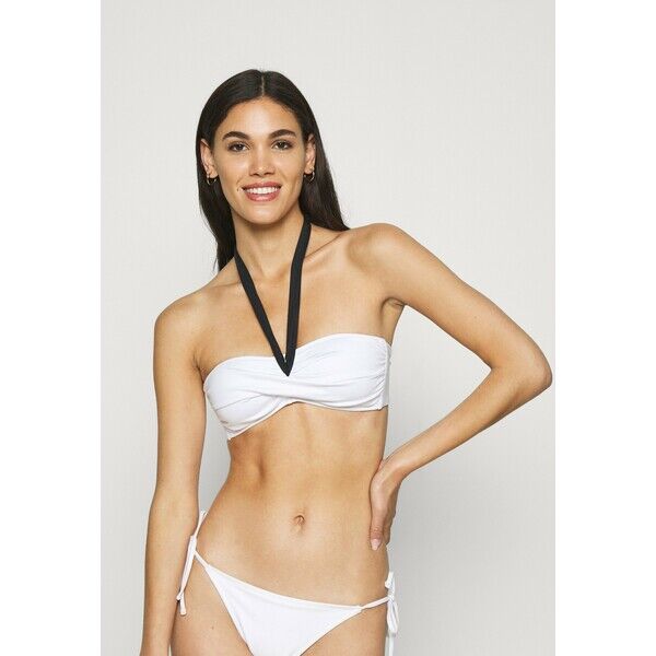 Lauren Ralph Lauren BEL AIRE TIE BACK BANDEAU Góra od bikini white/black L4281J00T