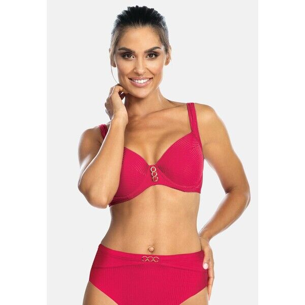 Feba Swimwear MARL Góra od bikini raspberry malinowy w prążek plus size FEP81J00Z