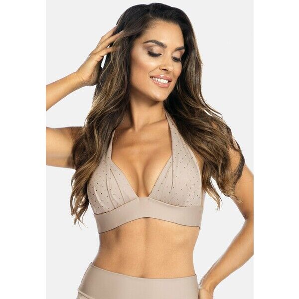 Feba Swimwear Góra od bikini cappuccino, złote kropki FEP41I001