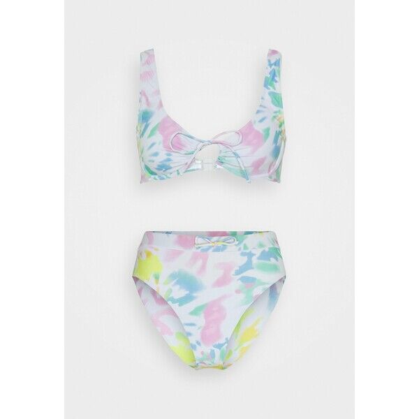 Missguided UNDERWIRE TIE FRONT TIE DYE AND HIGH WAIST BOTTOMS SET Bikini white M0Q81L02V