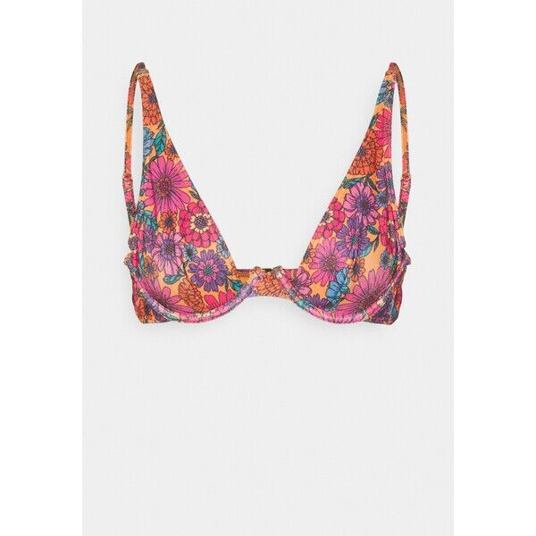 Wolf & Whistle FLORAL 70S UNDERWIRE Góra od bikini red WOC81J00E