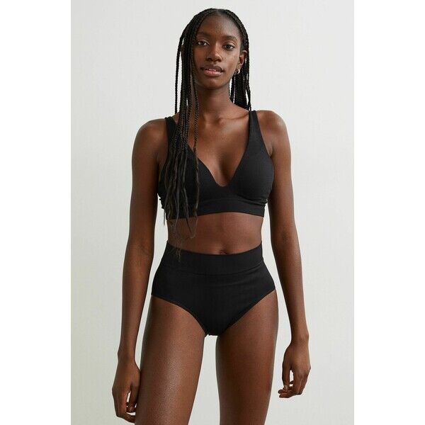 H&M Bezszwowe figi bikini 2-pak 0978811001 Czarny
