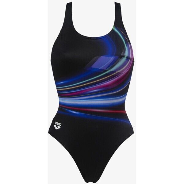 Arena FLASHING LIGHTS Kostium kąpielowy black-freak rose ZZO19U8AT-T00