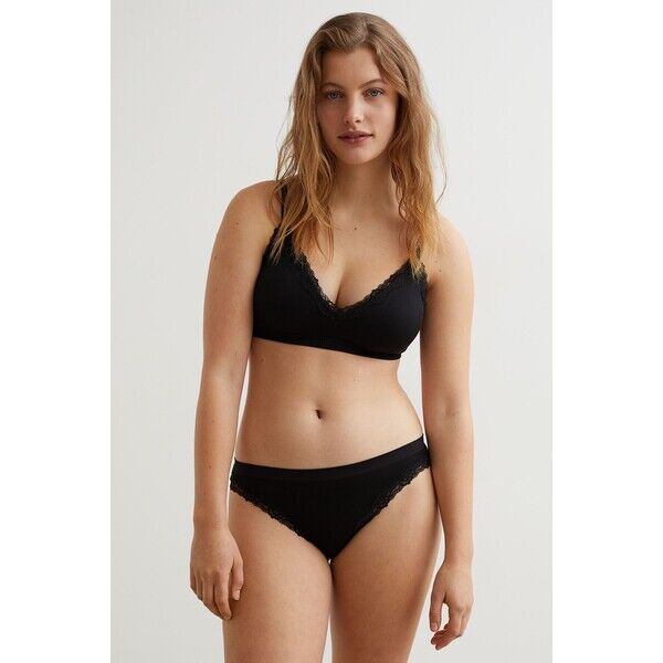 H&M Bezszwowe figi bikini 1027455002 Czarny