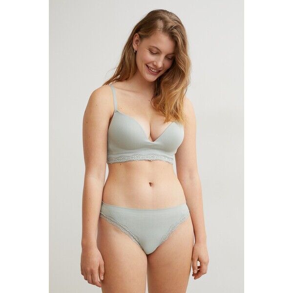H&M Bezszwowe figi bikini 1027455002 Jasnoturkusowy