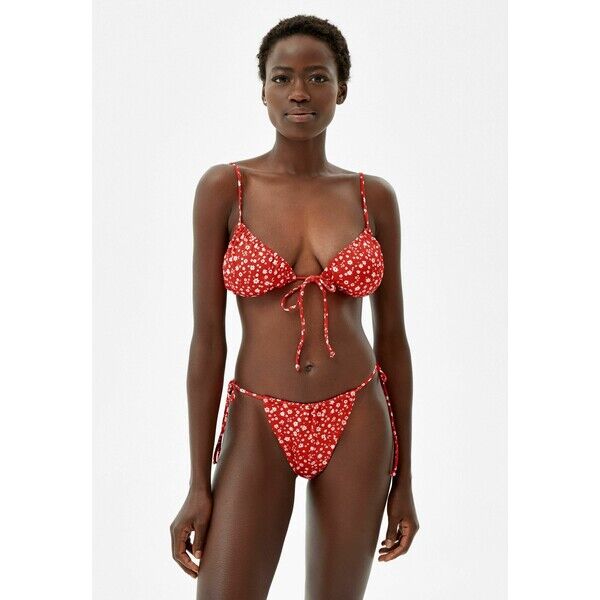 Bershka FLORAL PRINT Góra od bikini red BEJ81J00X-G11