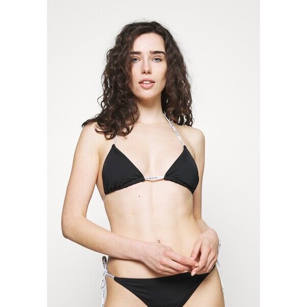Calvin Klein Swimwear CORE LOGO TIES LOGO TIES TRIANGLE Góra od bikini black C1781J02G-Q11