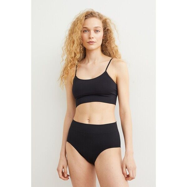 H&M Bezszwowe figi bikini 2-pak 1057872003 Czarny