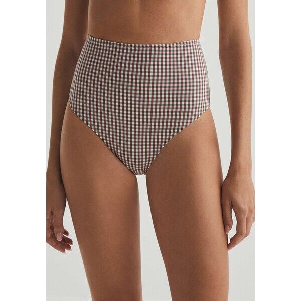 OYSHO GINGHAM HIGH WAISTED Dół od bikini bordeaux OY181I0K5-G11