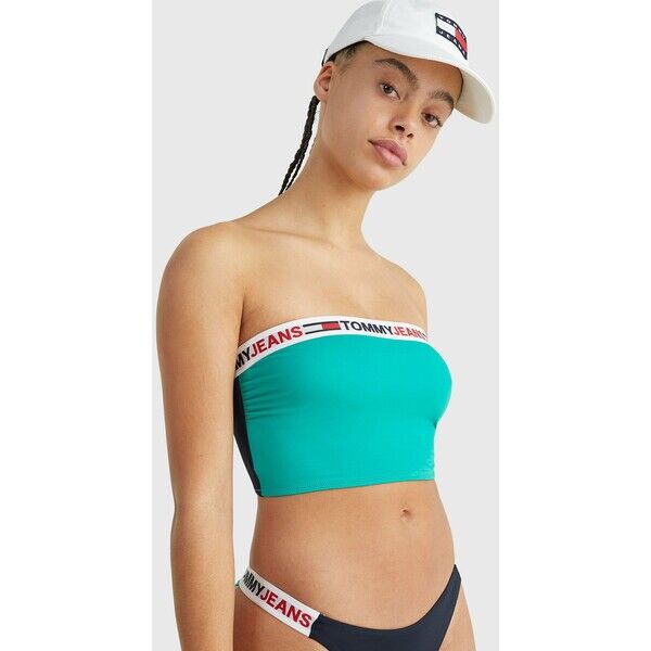 Tommy Hilfiger LONGLINE BANDEAU Góra od bikini primary green TO181J048-M11