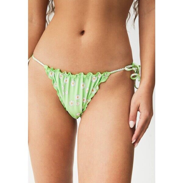 PULL&BEAR FLORAL PRINT Dół od bikini metallic green PUC81I01O-M11