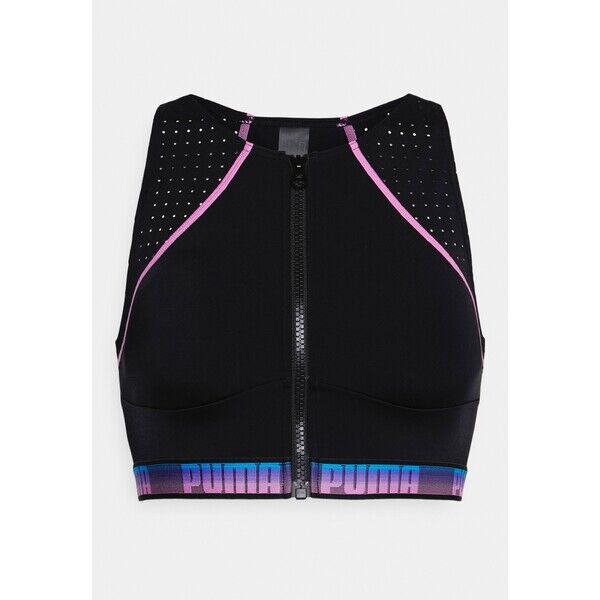 Puma SWIM WOMEN HIGH NECK ZIP Góra od bikini black combo PU181J00I-Q11