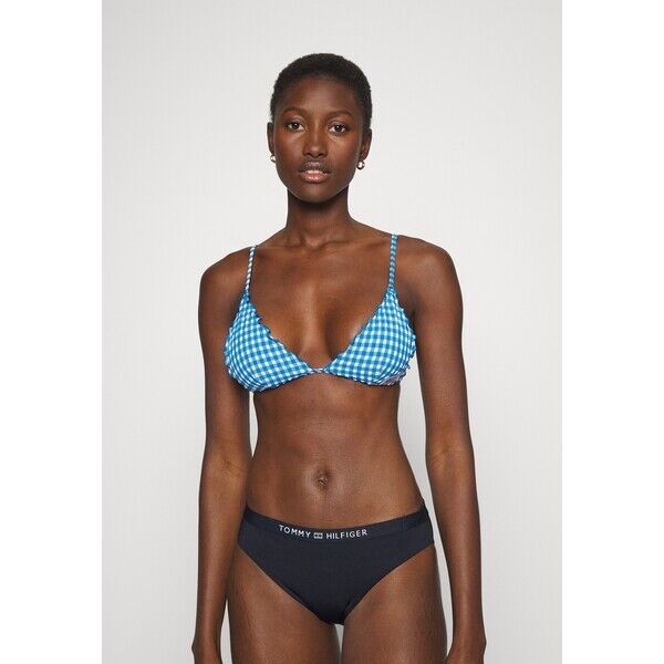 Tommy Hilfiger TRIANGLE FIXED Góra od bikini island blue/white TO181J040-K11