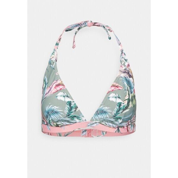 Esprit MALIBU BEACH PADDED HALTERNECK PRINT MIX Góra od bikini light khaki ES181J0MF-N11