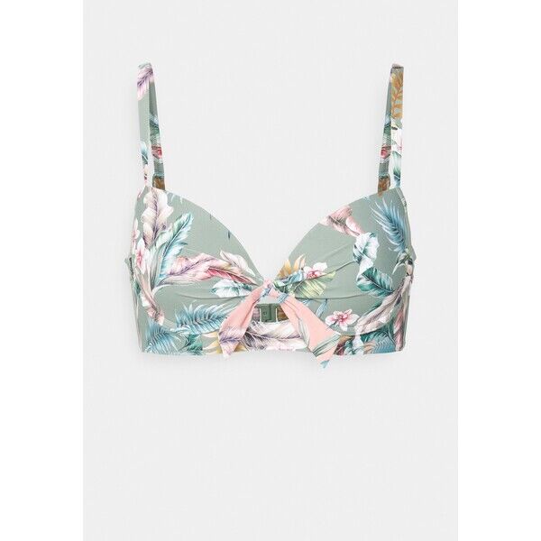 Esprit MALIBU BEACH PAR PADDED BRA LONGLINE PRINT MIX Góra od bikini light khaki ES181J0MM-N11