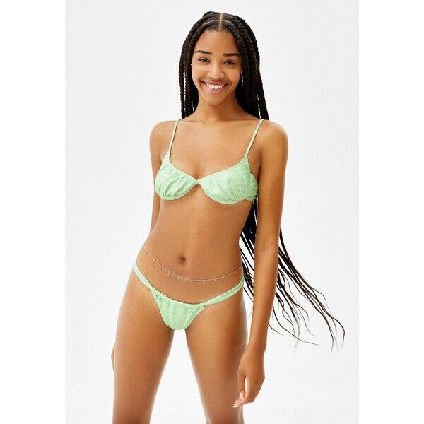 Bershka ZEBRA Dół od bikini green BEJ81I012-M11