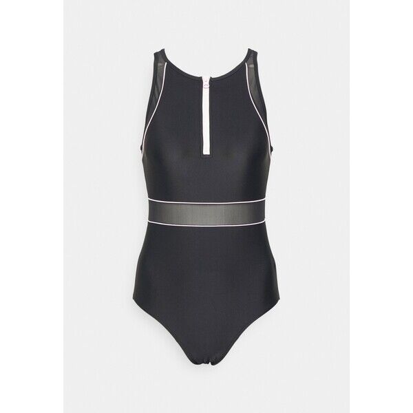 Pour Moi ENERGY CHLORINE RESISTANT HIGH NECK ZIP FRONT SWIMSUIT  Kostium kąpielowy black/pink POJ81G01A-Q11