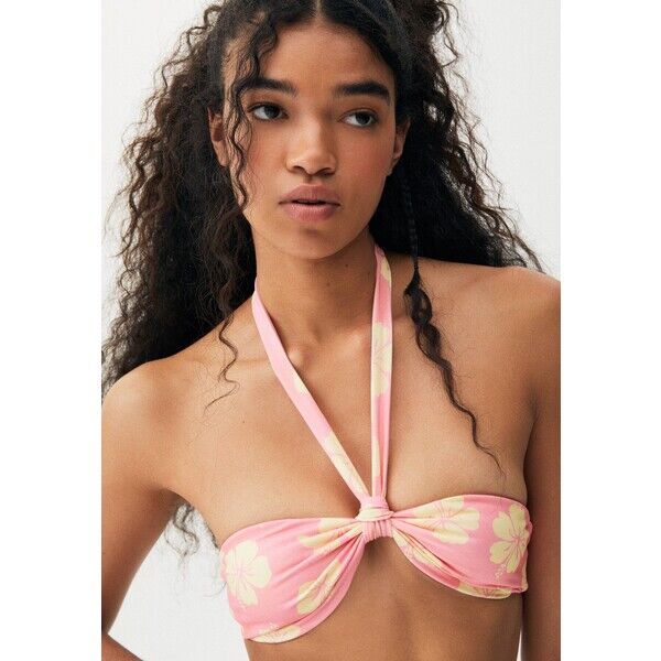 PULL&BEAR HAWAIIAN FLORAL Góra od bikini coral PUC81J021-G11