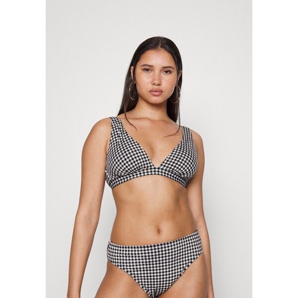 Marks & Spencer GINGHAM PLUNGE Góra od bikini black mix QM481J00J-Q11