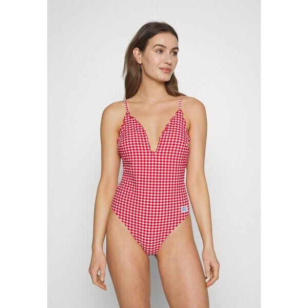 Tommy Hilfiger PLUNGE ONE PIECE Kostium kąpielowy primary red/white TO181G022-G11