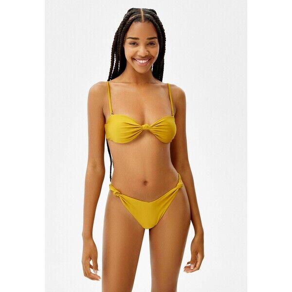 Bershka SHINY Góra od bikini yellow BEJ81J01B-E11