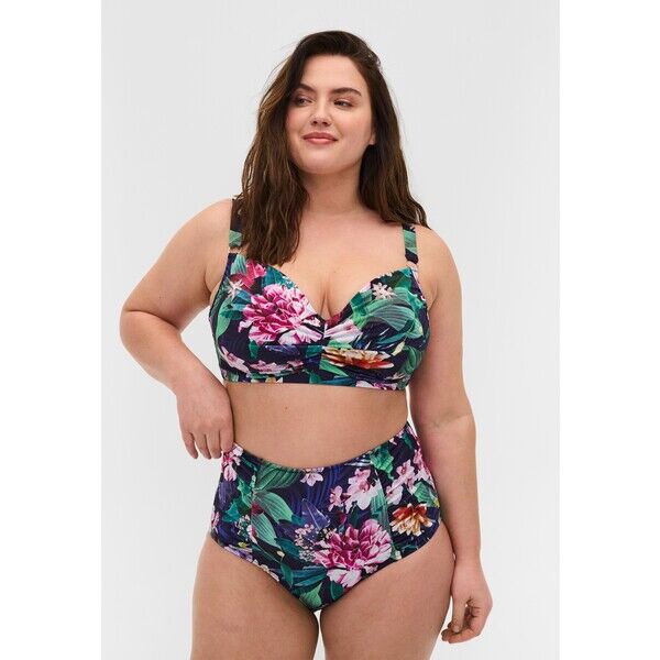 Zizzi HOCHTAILLIERTE MIT BLUMEN Dół od bikini blue Z1781I02C-K11