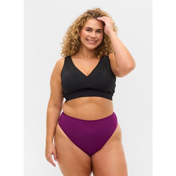 Zizzi HOCHTAILLIERTES Dół od bikini dark purple Z1781I02L-I11