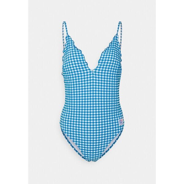 Tommy Hilfiger PLUNGE ONE PIECE Kostium kąpielowy island blue/white TO181G022-K11