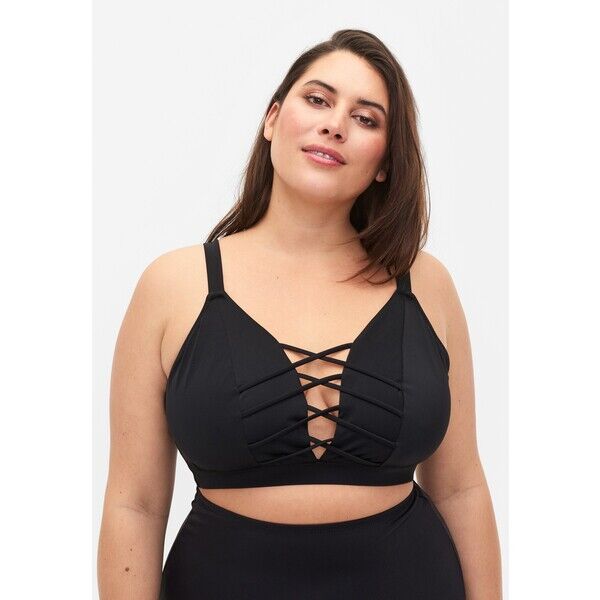 Zizzi WITH STRING DETAIL Góra od bikini black Z1781J03J-Q11