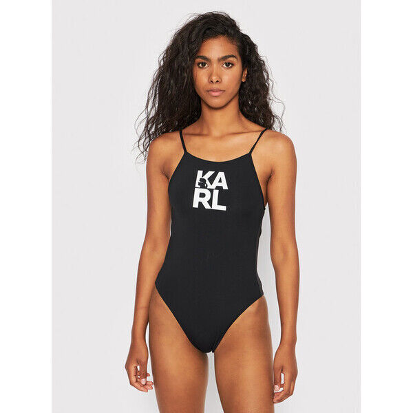 KARL LAGERFELD Strój kąpielowy Printed Logo KL22WOP01 Czarny