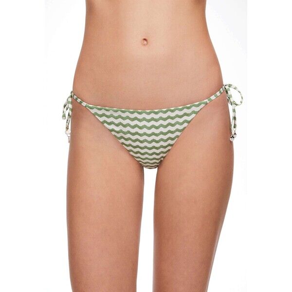 OYSHO ZIGZAG MEDIUM-COVERAGE WITH TIES Dół od bikini green OY181I0MX-M11