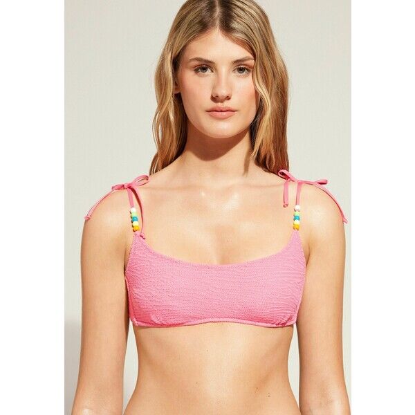 Calzedonia SAN DIEGO CRINCKLE CROP Góra od bikini candy pink C2F81J0DB-J11