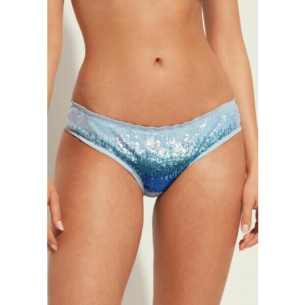 Calzedonia SEYCHELLES  Dół od bikini light blue dégradé sequin C2F81I0G0-K11