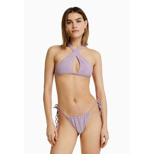 Bershka SHINY Dół od bikini mauve BEJ81I01A-I11