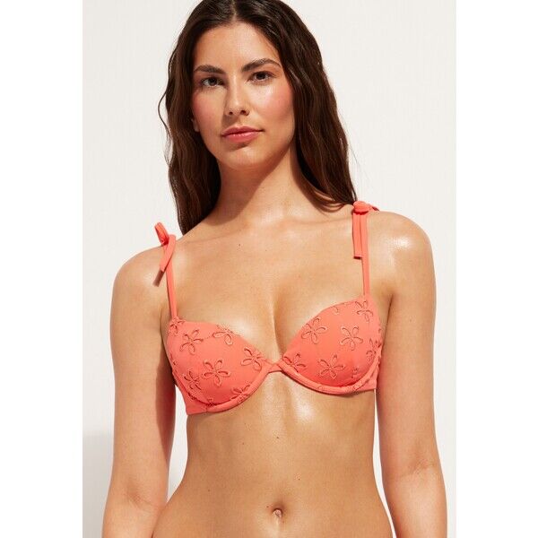 Calzedonia PUSH UP MIT WATTIERUNG CORFÙ Góra od bikini orange coral C2F81J0DQ-G11