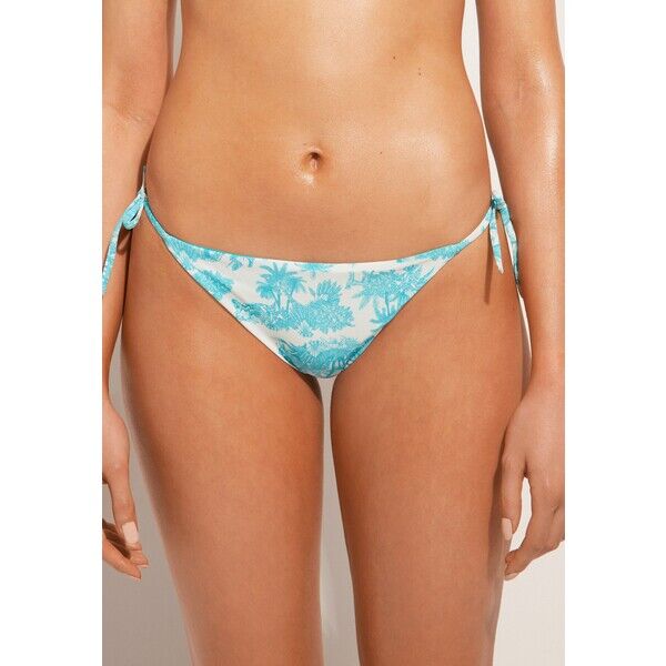 Calzedonia SORRENTO BRAZILIAN Dół od bikini blau summer palm tree pattern C2F81I0EX-L11