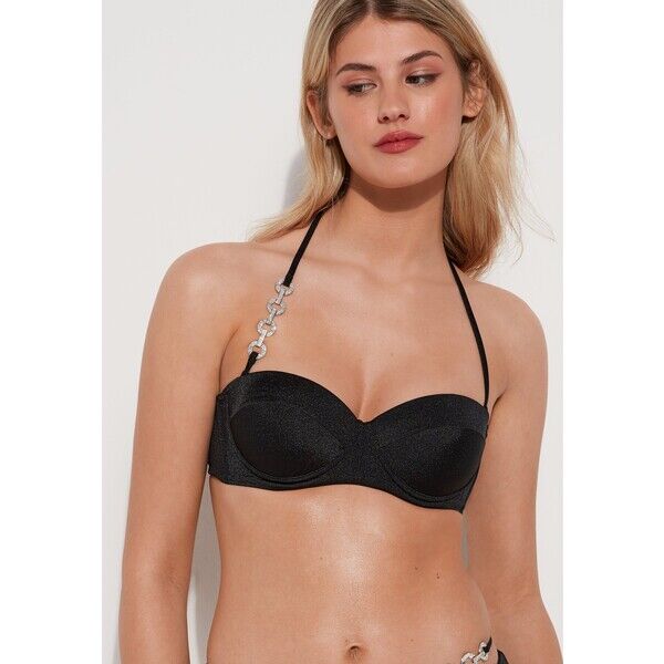 Tezenis CRYSTAL CHAIN Góra od bikini black TEG81J086-Q11
