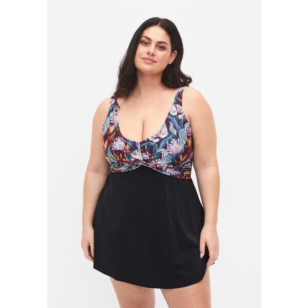 Zizzi WITH LOOSE Kostium kąpielowy deep tropical print Z1781G026-I11
