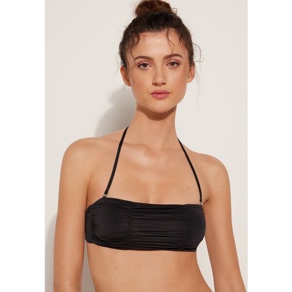 Tezenis BANDEAU AUS RECYCELTER MIT RAFFUNG UND Góra od bikini black TEG81J075-Q11