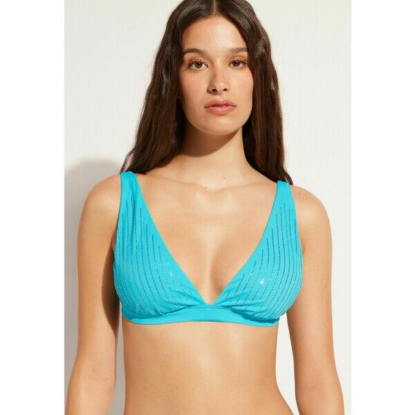 Calzedonia SHANGHAI PADDED Góra od bikini turquoise green rhinestone C2F81J0CG-L11