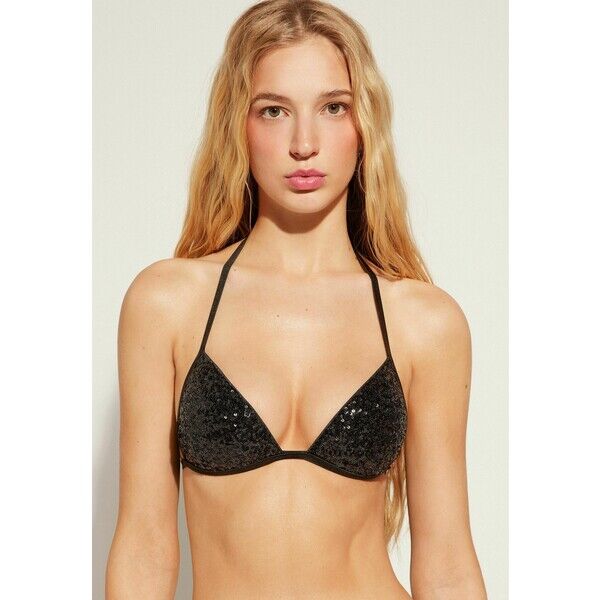 Calzedonia CANNES Góra od bikini black sequin C2F81J0CO-Q11