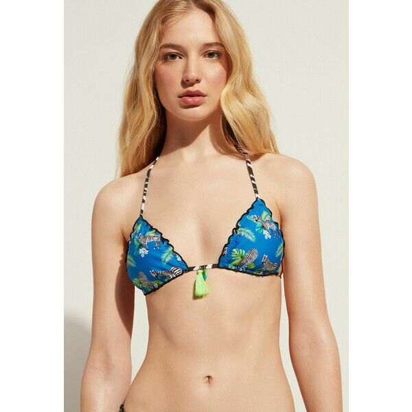 Calzedonia CANCUN TRIANGLE REVERSIBLE Góra od bikini blau blue zebra C2F81J0EO-K11
