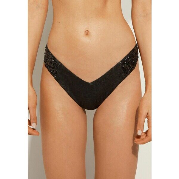 Calzedonia CANNES Dół od bikini black sequin C2F81I0DN-Q11