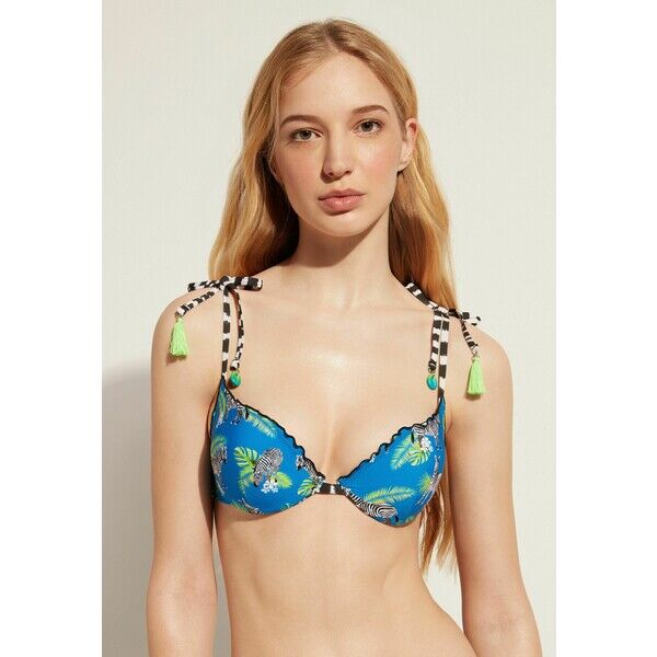 Calzedonia SUPER PUSH-UP MIT ABGESTUFTER WATTIERUNG CANCUN Góra od bikini blau c blue zebra C2F81J0EM-K11