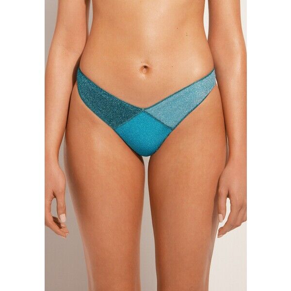 Calzedonia LISBONA BRAZILIAN Dół od bikini blau c turquoise green patchwork C2F81E006-L11