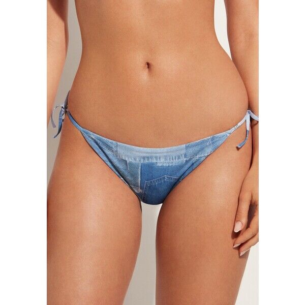 Calzedonia MIT BINDEBÄNDCHEN IBIZA Dół od bikini denim patchwork C2F81I0G7-K11