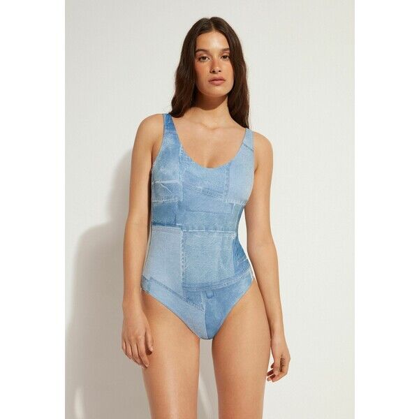 Calzedonia IBIZA PADDED Kostium kąpielowy blau c denim patchwork C2F81G02Y-K11